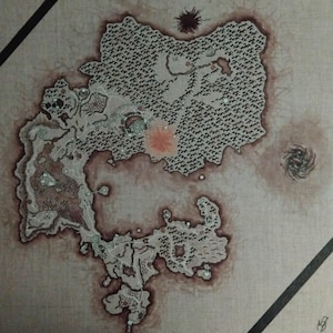 Carte d'Elden Ring sur toile de lin