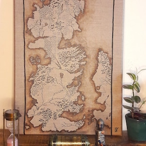 Carte de Westeros, Game of thrones, sur toile de lin