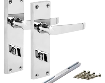 Türgriff-Set im viktorianischen Stil mit Schloss und Riegel, poliertes Chrom, 152 mm