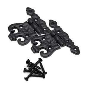 Ornamental Unequal Hinge 2 Pack 110mm (4.1/2 inch) Black Antique Cast Iron