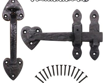 Black Antique Cast Iron Suffolk Thumb Latch Set with fixings