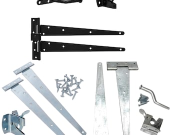 Hochleistungs-Torangelset in Schwarz mit automatischem Fangriegel, 18-Zoll-T-Scharniere