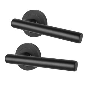 Modern T-Bar Lever Door Handles Pair – Black Aluminium Internal Door Hardware