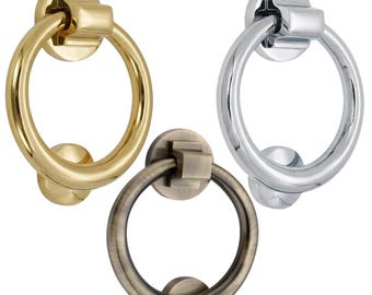 Vintage Türklopfer mit Ringmotiv, Antikmessing/Chrom, für Eingangstüren, Haustürmöbel, Dekoration