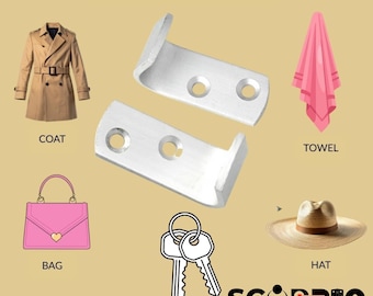 Kleiderhaken aus Flugzeugaluminium, satiniert, Wandmontage, für Bademäntel, Hüte, Handtaschen und Taschen