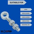 Adjustable Gate Eye Bolts + Nuts Zinc Plated to suit from 10mm to 32mm Pin