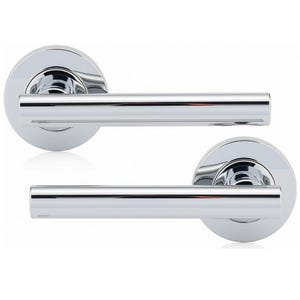 Polished Chrome Lever on Backplate Latch Door Handle Pair