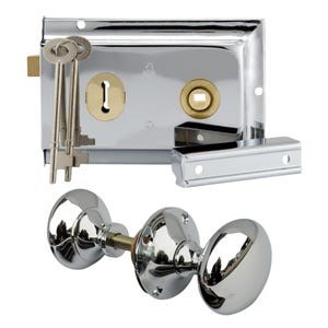 Polished Chrome Rim Sash Lock With Knob Set