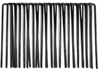 Heavy Duty 20x Self Colour Ground Pegs Garden Lawn Pegs 12 Inch