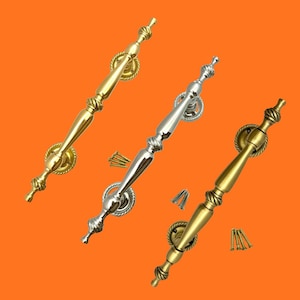 Georgian Decorative Door Cabinet Pull Handle Solid Brass 240mm with Screws