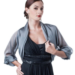 silver bolero jackets for evening dresses Hand Knit Silver Bolero Shrug, Metallic Brocade Jacket, Bridal Beach Cover Up