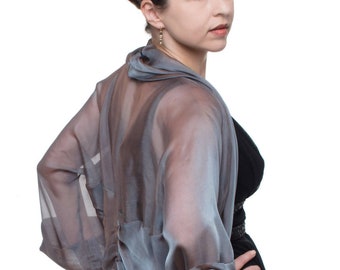 Grey-copper Silk Chiffon Formal Bolero Jacket FIRST LADY/ Sizes XS - 4X