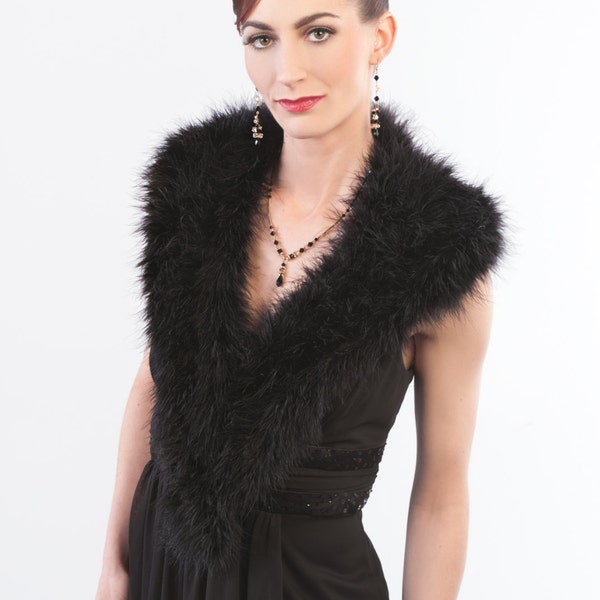 Black Marabou Collar MISS FISHER