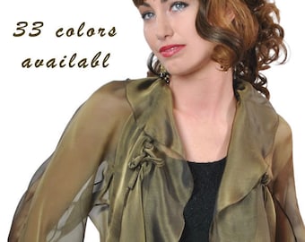 Silk Chiffon Jacket - Blouse "ANNA"/ Sizes  XS - 4X/ 33 colors