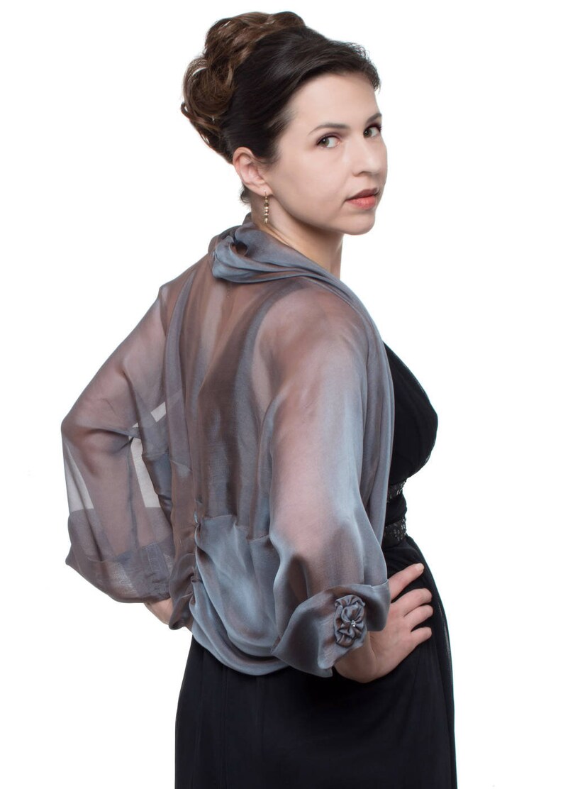 SteelBlue Silk Chiffon Formal Bolero Jacket FIRST LADY/ Sizes Etsy