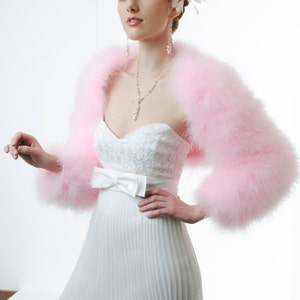 Pink Bridal/ Evening Marabou Shrug, Bolero, Cropped Jacket.