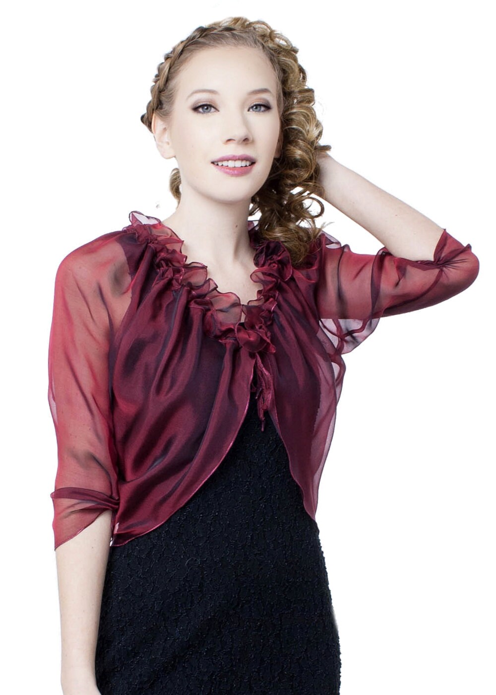 Jackie Burgundy Chiffon Cardigan