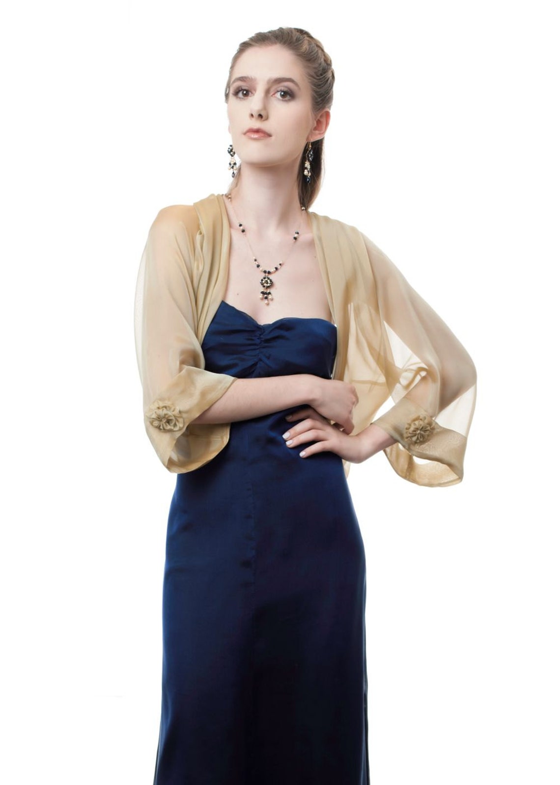 Silk Formal Bolero Jacket FIRST Lady/ Antique Gold Color/ Sizes Xs 4X