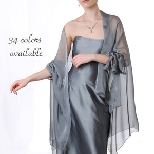 KAROLINA - Evening Silk Chiffon Stole/ Wrap/ Shawl. 30 colors available