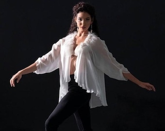 PROMO SALE: Bridal Silk Chiffon Swing Jacket LANA