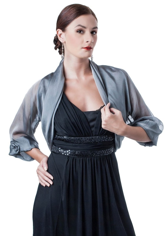 Silver bolero jackets for shop evening dresses