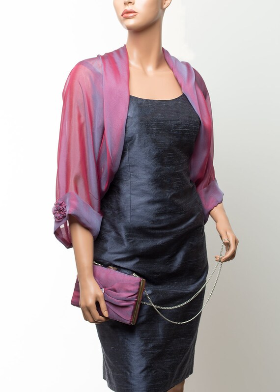 Raspberry-blue Silk Chiffon Formal 