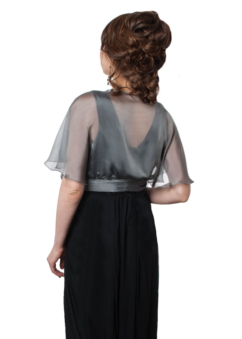 Silk Chiffon Bolero Jacket with Butterfly Cape Sleeves Collection JULIA 34 colors Sizes S-XL