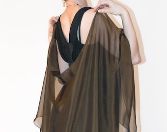 Evening Silk Chiffon Bronze - Black Triangular Shawl