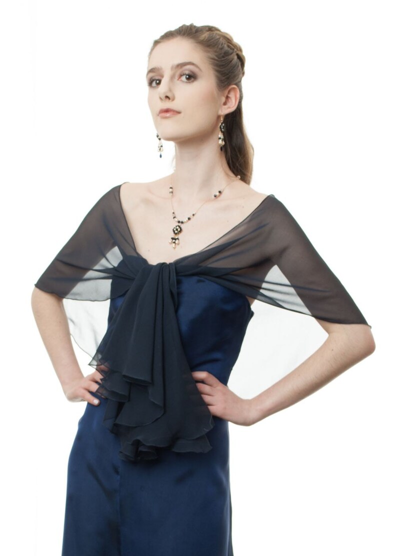 Dark Navy Scarf/ Wrap Silk Chiffon - Etsy