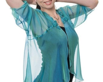 Promotions Clearance Sale: Peacock Silk Chiffon Swing Jacket Lana (size S)