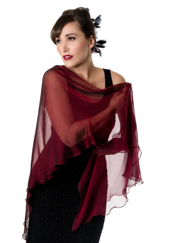 what color shawl goes with burgundy dress Sophia - Silk Scarf/Shawl for Women