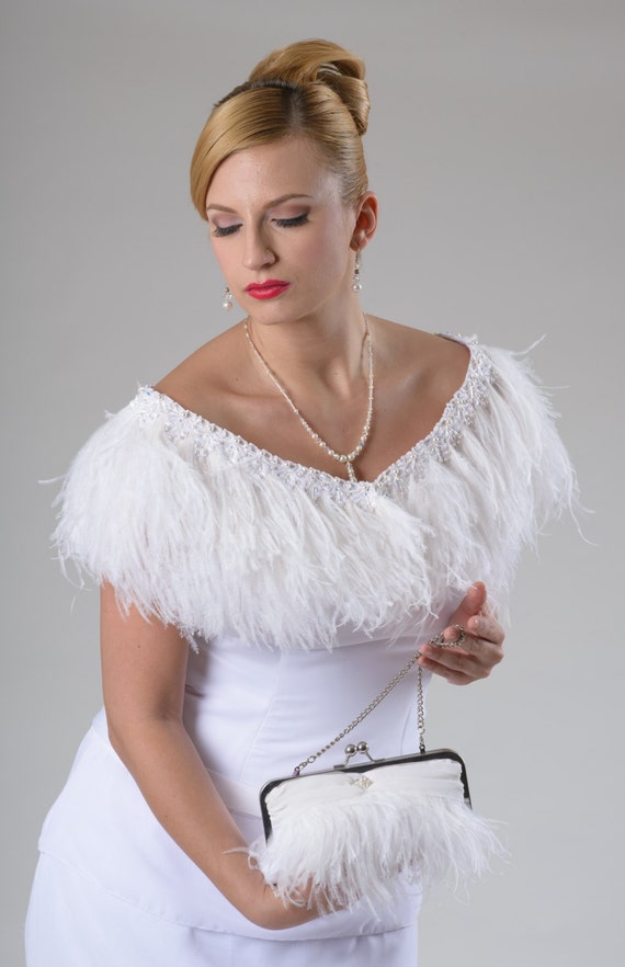 Bridal Ostrich Feather Wrap with 