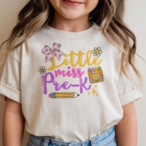 Little Miss Pre K PNG | Preppy Back to School PNG | Pre Kindergarten Girls Sublimation | Pre K Shirt PNG | PreK Back to School Design