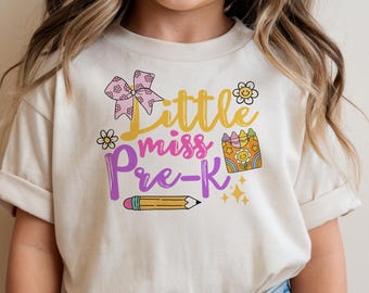Little Miss Pre K PNG | Preppy Back to School PNG | Pre Kindergarten Girls Sublimation | Pre K Shirt PNG | PreK Back to School Design