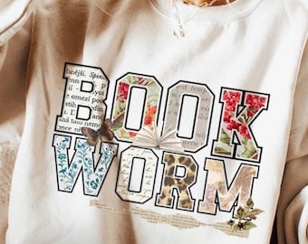 Book Worm PNG, Retro Bookish Trendy Book Lover Sublimation Digital Design, Trendy PNG for Booktok Librarian Digital Download