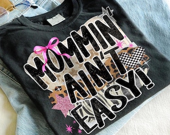 Mommin' Ain't Easy PNG, Trendy Mom png, Christian Mama Png, Preppy Mama Design png, Motherhood Sublimation Design | Collage PNG