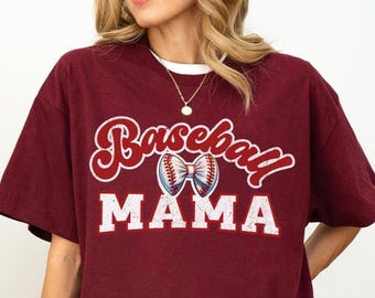 Baseball Mama PNG | Sports Mom Clipart | Baseball Bow PNG | Sublimation Design for Shirts, Tumblers & More