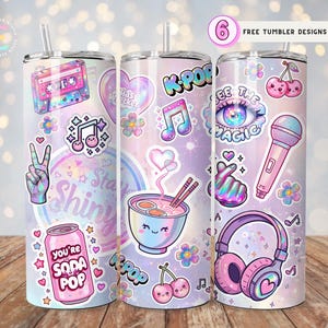 Kpop Tumbler Wrap, Cyber Fantasy Iridescent 20oz Sublimation Design, Magical Crystals Mystical Digital Download Png