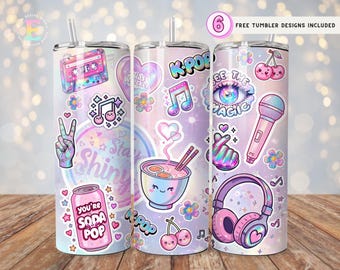 Kpop Tumbler Wrap, Cyber Fantasy Iridescent 20oz Sublimation Design, Magical Crystals Mystical Digital Download Png