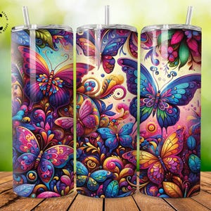 Butterfly Glitter PNG Tumbler Wrap 20oz Skinny Tumbler Sublimation PNG Digital Download ONLY