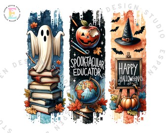 Lärare Halloween PNG, oktober höstlärare PNG design läskig lärare digital nedladdning, Halloween penseldrag sublimering