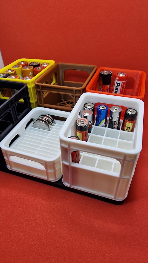 Batterie Organizer Bierkasten Stil – Stapelbare Box für Batterien AA AAA