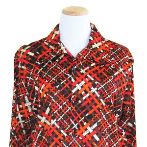 Vintage, 1970, Jantzen, Disco Dance, Buttoned Down Top, Long Sleeve, MINT CONDITION, Stretchy, Abstract