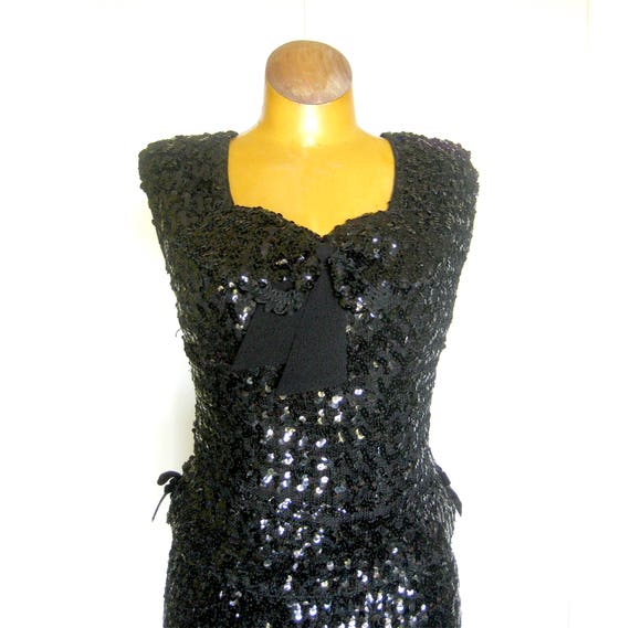 Black Sequin Wiggle Dress, Two-Piece Bombshell Dr… - image 2