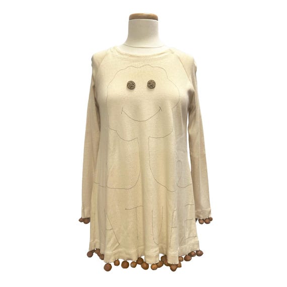 Moschino Cheap and Chic, Rare 1990s Moschino Cheap & Chic “Nature / Future” Novelty Top with Hazelnut Trim