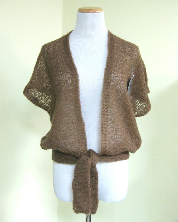 Vintage Cardigan, Loose Knit Vest with Tie Waist,… - image 4