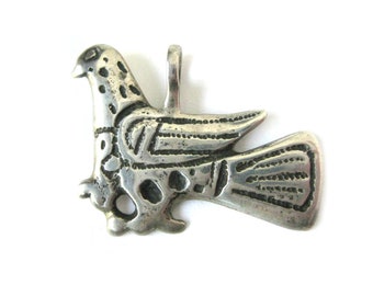 Modernist Sterling Silver Jewelry, Stylized BIRD Pendant Charm Signed KOPI, Danish Design, 925s Silver Pendant Charm, Figural Jewelry