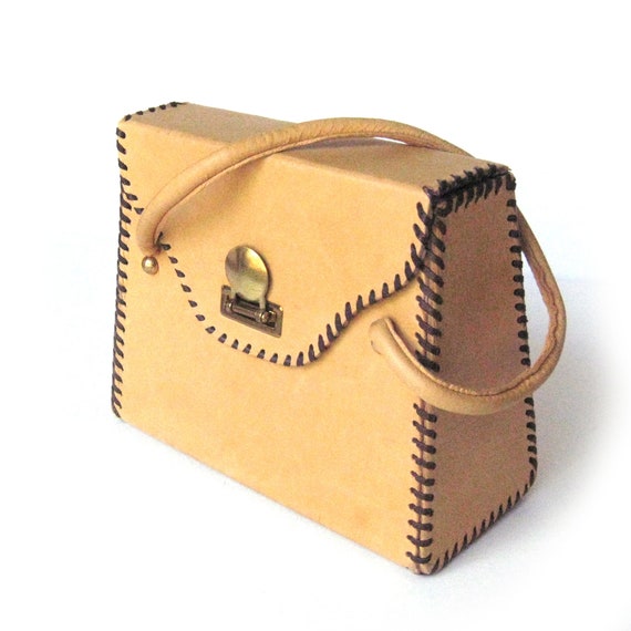 Butter Leather Purse with Brown Whipstitch Trim, W