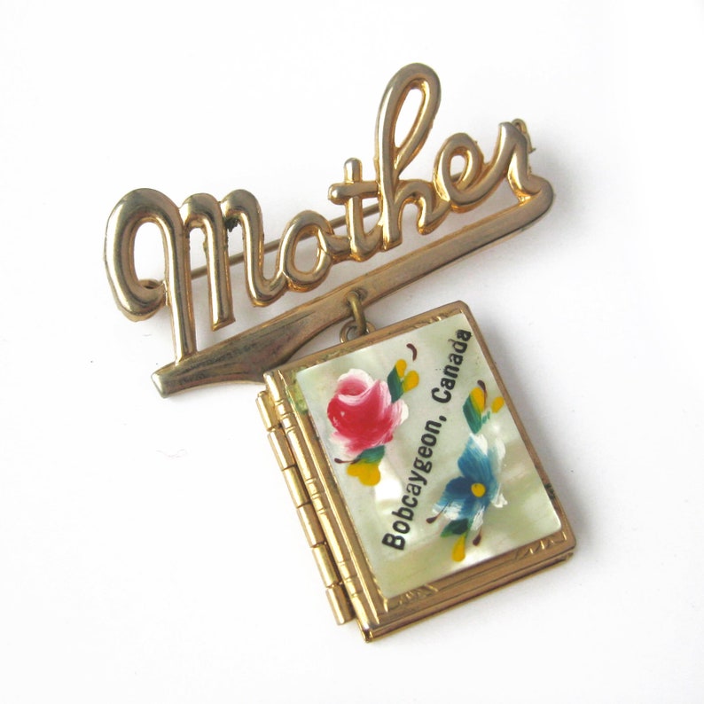 Mother Locket Brooch Mother Brag Book Canada Souvenir Shower Gift Costume Jewelry