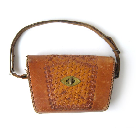 Vintage Tooled Leather Bag, Hand-tooled Western S… - image 5